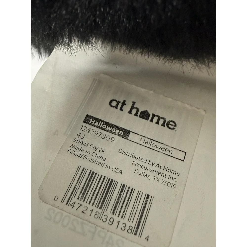 At Home Halloween Black Cat Stuffed Animal Wired Tail Plush Kitty Moody Angry‎